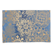 Elegantes Blau und Gold Mandala Muster Kissenbezug (Vorderseite-Rechts)