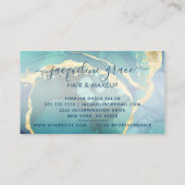 Elegantes Blau und Gold Marmor Agate Moderner Chic Visitenkarte (Rückseite)