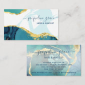 Elegantes Blau und Gold Marmor Agate Moderner Chic Visitenkarte (Vorne/Hinten)