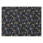 Elegantes Blau- und Gold-Rose-Blumenmuster Tischdecke (Vorderseite (Horizontal))