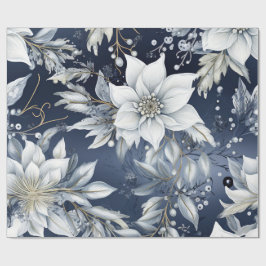 Elegantes Blau- und Gold-Weihnachtspapier Geschenkpapier