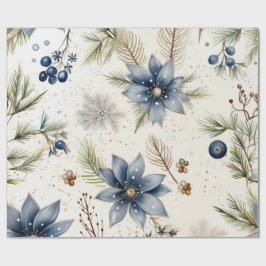 Elegantes Blau- und Gold-Weihnachtspapier Geschenkpapier