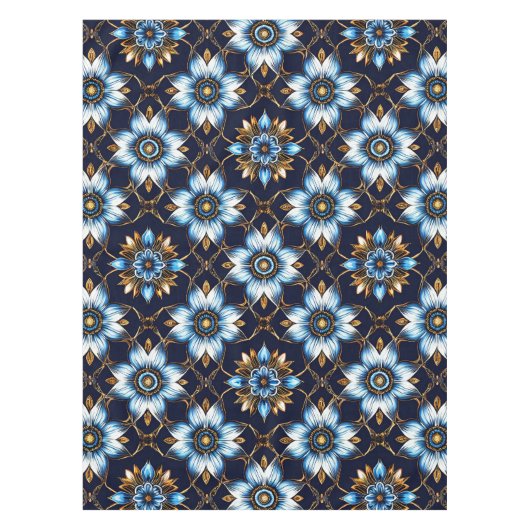 Elegantes Blau- und Goldmuster Tischdecke (Vorderseite)