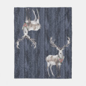 Elegantes Blau und Gray Snowy Rentier Weihnachten Fleecedecke (Vorderseite)