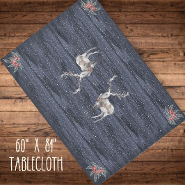 Elegantes Blau und Gray Snowy Rentier Weihnachten Tischdecke