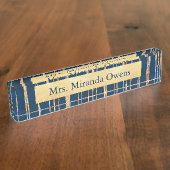 Elegantes Blau und Imitate Namensplakette (Seite)