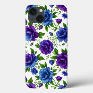 Elegantes Blau- und Lila-Rosen-Blumenmuster Case-Mate iPhone Hülle