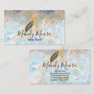 Elegantes Blau und luxuriöses Gold Aquarell-Blumen Visitenkarte