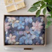 Elegantes Blau und Rosa Blume Mosaikglas-Muster Seidenpapier (Geschenk)