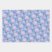 Elegantes Blau und rosa Hydrangea Geschenkpapier Set (Vorderseite 3)