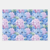 Elegantes Blau und rosa Hydrangea Geschenkpapier Set (Vorderseite)