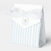 Elegantes Blau und Salbeigrün gestreift Geschenkschachtel (Vorderseite)