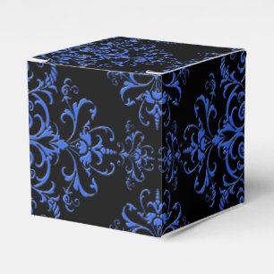 Elegantes Blau- und Schwarz-Damaskus-Stilmuster Geschenkschachtel
