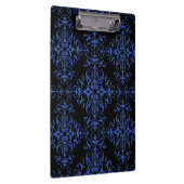 Elegantes Blau- und Schwarz-Damaskus-Stilmuster Klemmbrett (Rechts)