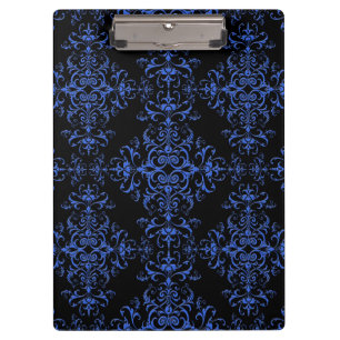 Elegantes Blau- und Schwarz-Damaskus-Stilmuster Klemmbrett