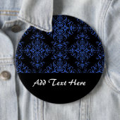 Elegantes Blau- und Schwarz-Floral Damask Style Mu Button (Beispiel)