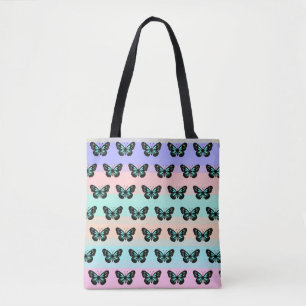 Elegantes Blau- und Schwarzschmetterlingsmuster Tasche