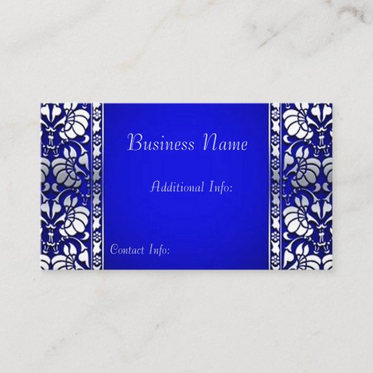 Elegantes Blau und Silber horizontal Visitenkarte (Vorderseite)