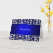 Elegantes Blau und Silber Personalisiert Karte (Gelbe Blume)