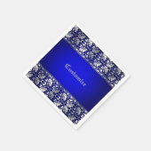 Elegantes Blau und Silber Personalisiert Serviette (Ecke)