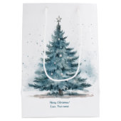 Elegantes Blau und Silber Winter Wonderland Mittlere Geschenktüte (Rückseite)