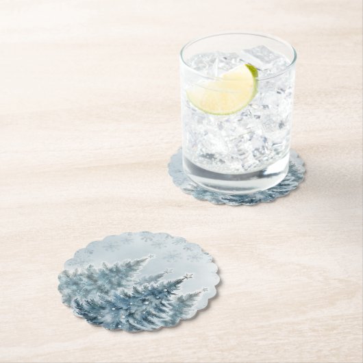 Elegantes Blau und Silber Winter Wonderland Untersetzer (Vor Ort)