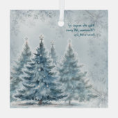 Elegantes Blau und Silber Winterwunderland Ornament Aus Glas (Rückseite)
