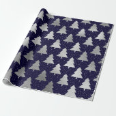 Elegantes Blau und Silberne Imitate Foil Christmas Geschenkpapier (Ungerollt)
