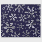 Elegantes Blau und Silberschneeflocken Weihnachten Geschenkpapier (Flach)