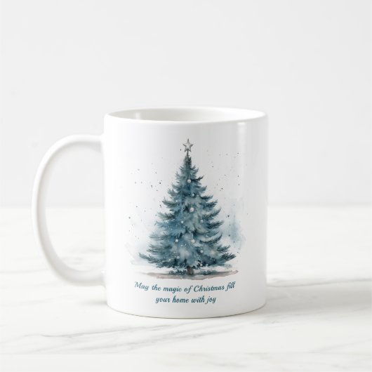 Elegantes Blau und Silver Winter Wonderland Kaffeetasse (Links)
