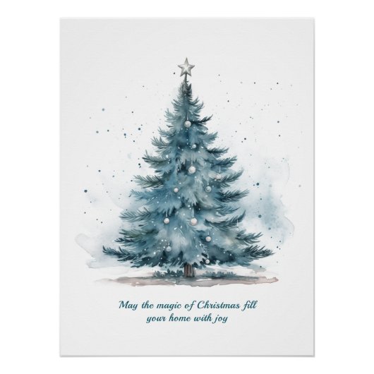 Elegantes Blau und Silver Winter Wonderland Poster (Vorderseite)