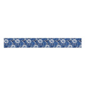 Elegantes Blau und Vintage Blüten Ripsband (Vorderseite)