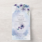 Elegantes Blau und Violett All In One Einladung (Innen Boden)