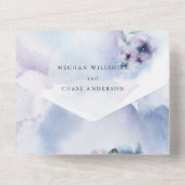 Elegantes Blau und Violett All In One Einladung (Rückseite)