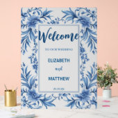 Elegantes Blau und Weiß Chinoiserie Antique Weddin Acrylschild (Hochzeit)