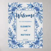 Elegantes Blau und Weiß Chinoiserie Antique Weddin Poster (Vorne)