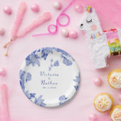 Elegantes Blau und Weiß Chinoiserie Blumenzwiebeln Pappteller (Party)