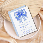 Elegantes Blau und Weiß Chinoiserie Brautparty Einladung