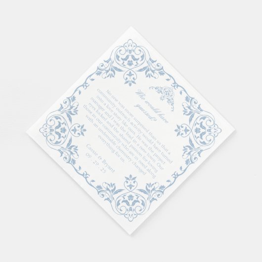 Elegantes Blau und Weiß Chinoiserie Einzigartige H Serviette (Ecke)