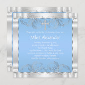 Elegantes Blau und Weiß Christening Einladung (Vorne/Hinten)