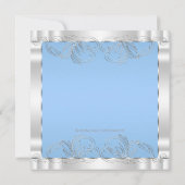 Elegantes Blau und Weiß Christening Einladung (Rückseite)