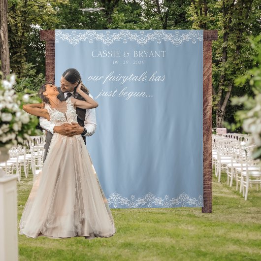 Elegantes Blau und Weiß-Hochzeitsstil-Foto Wandteppich