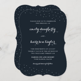 Elegantes Blau und Weiß mit zarten Punkten Hochzei Einladung