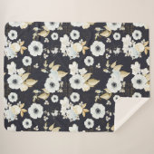 Elegantes Blau- und Weißblumenmuster Sherpadecke (Vorderseite (Horizontal))