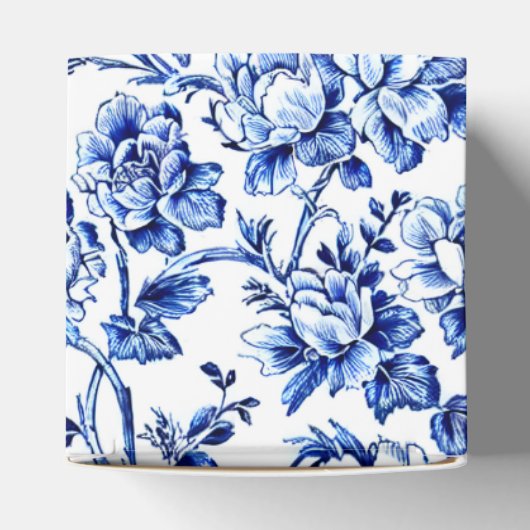 Elegantes Blau und Weiße Blumentoile Geschenkschachtel (Oben)