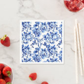 Elegantes Blau und Weiße Blumentoile Serviette (Beispiel)