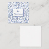 Elegantes Blau und Weiße Blüte Begleitkarte (Vorne/Hinten)