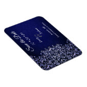 Elegantes Blau und Weiße Damaske Save the Date Magnet (Rechte Seite)