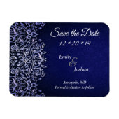 Elegantes Blau und Weiße Damaske Save the Date Magnet (Horizontal)