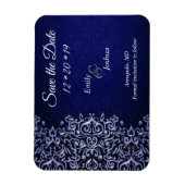 Elegantes Blau und Weiße Damaske Save the Date Magnet (Vertikal)